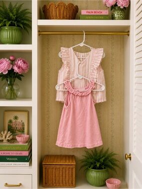 Little English + Btween 4T Boutique Girls Bundle pink summer set